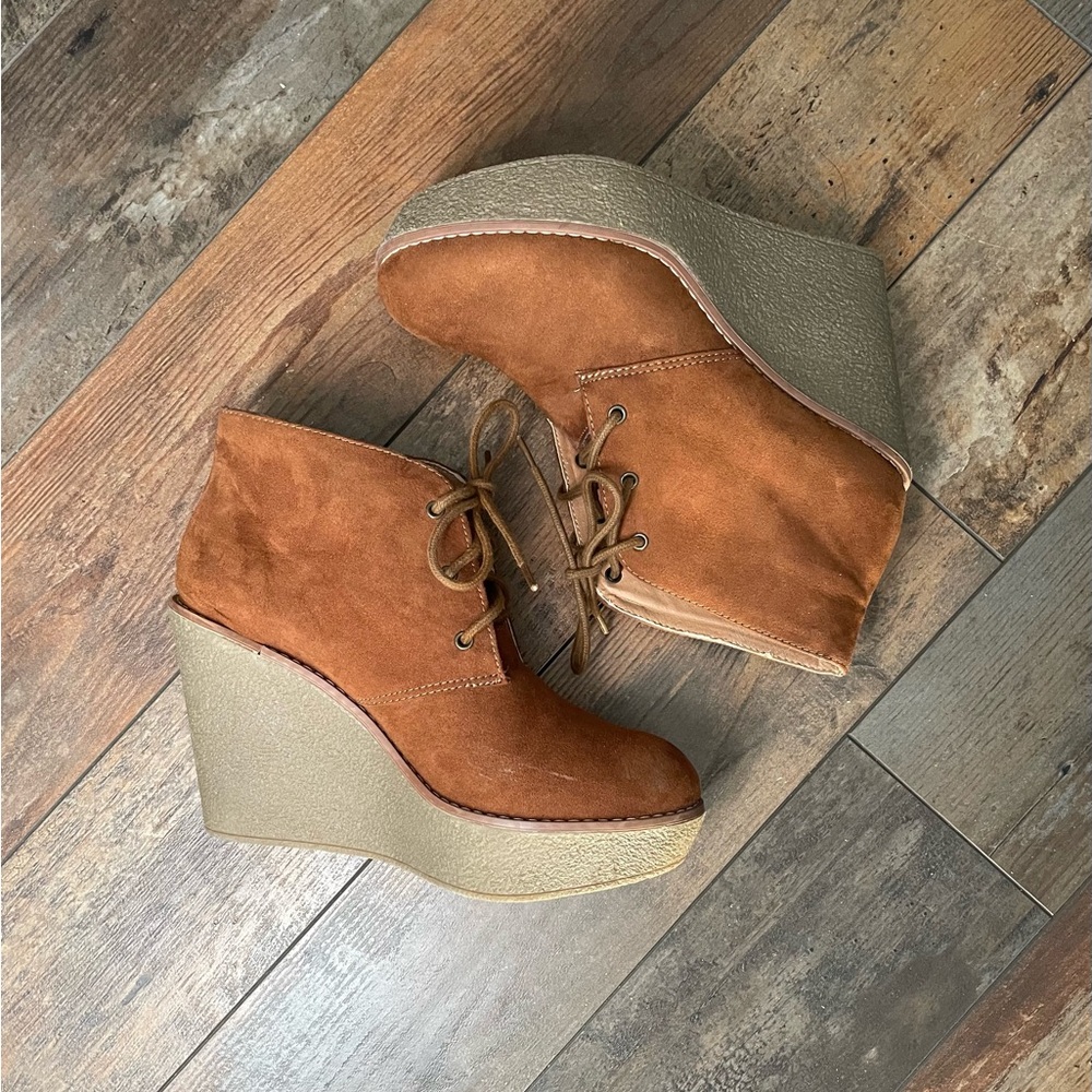 BDG Tan Suede Wedge Shoes